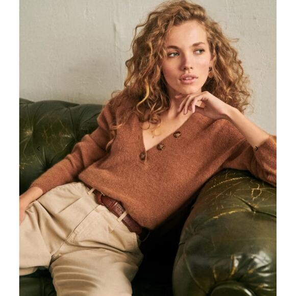 Sezane Sweaters - Sezane Willy Jumper Camel Brown Mohair Alpaca XS neutrals earthy quiet luxury